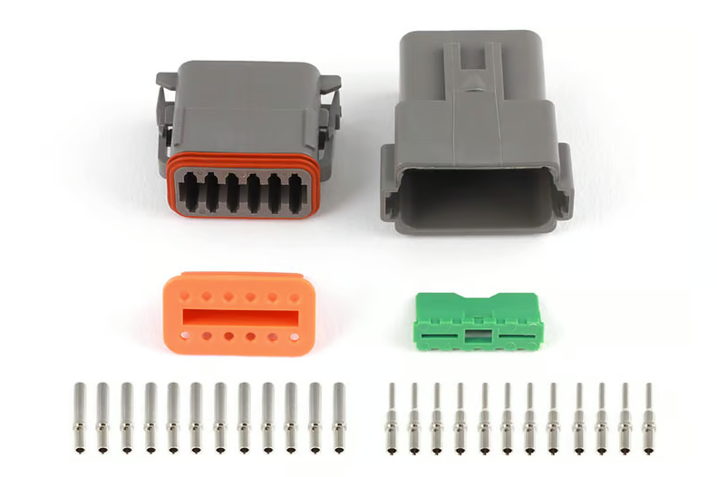 Plug and Pins Only - Matching Set of Deutsch DT-12 Connectors (DT06-12S + DT04-12P) - (13 Amp)