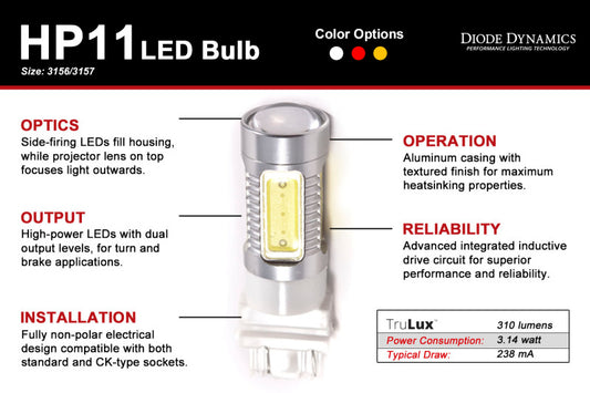 Diode Dynamics 3157 LED Bulb HP11 LED - Red (Single)