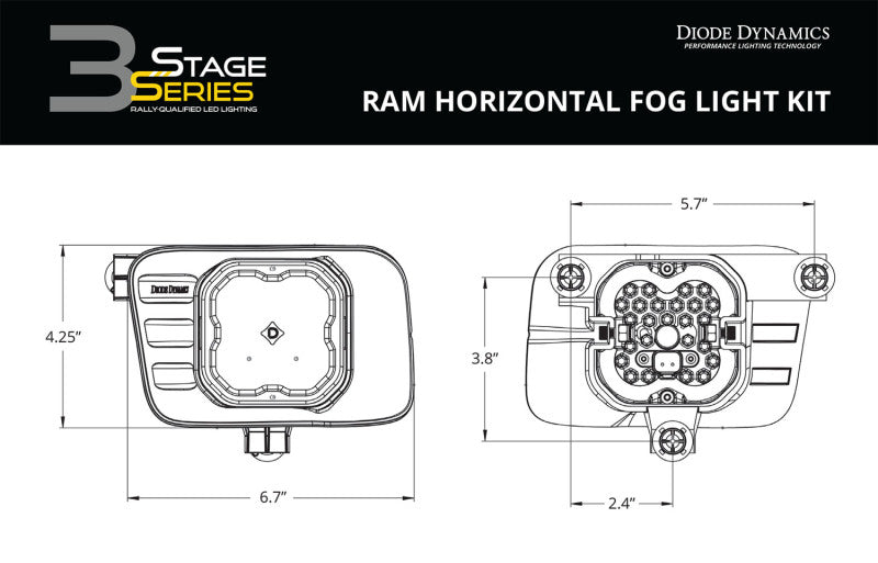 Diode Dynamics SS3 Pro Type Ram Horiz Kit ABL - White SAE Fog