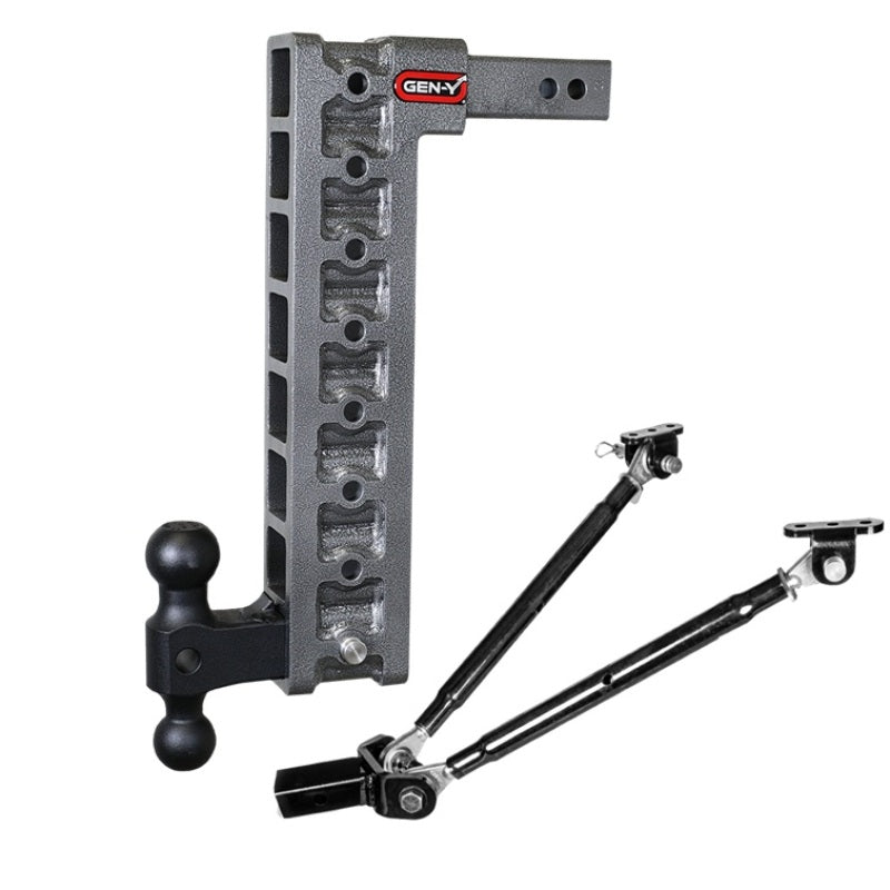 Gen-Y Mega Duty 2in Shank 17.5in Drop 2K TW 16K Hitch w/GH-051 Dual-Ball/GH-0100 Stabilizer Kit