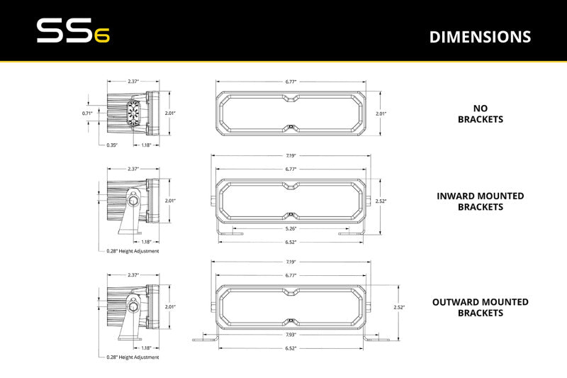 Diode Dynamics SS6 Pro Yellow Driving Standard ABL (pair) 3000K