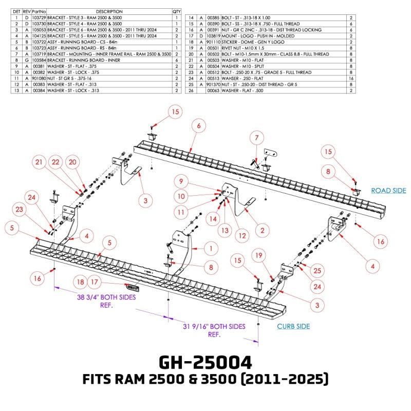 Gen-Y 11-24 RAM 2500/3500 Crew Cab Running Boards