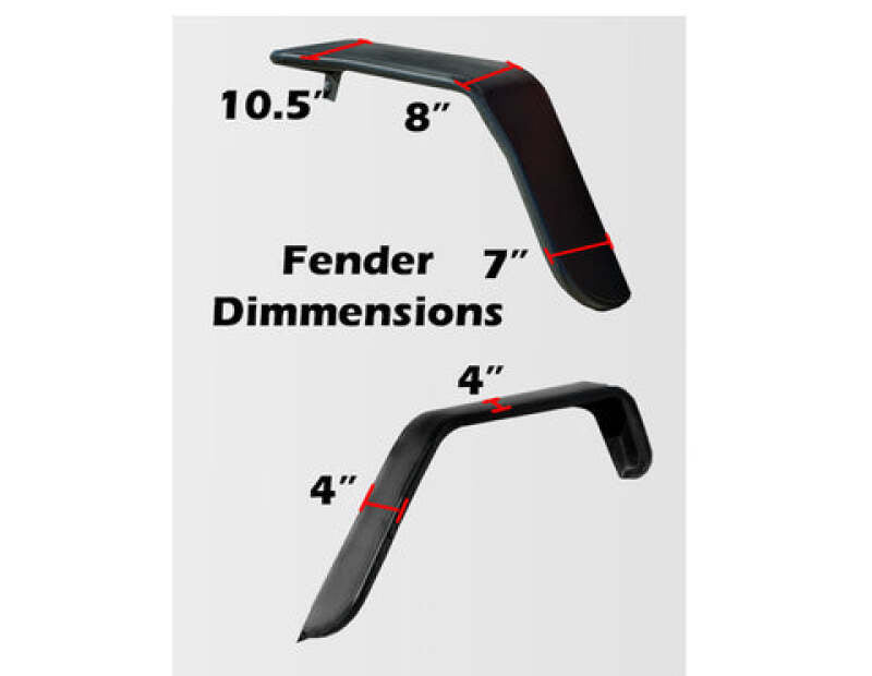 DV8 Offroad 07-18 Jeep Wrangler JK Front & Rear Flat Tube Fenders