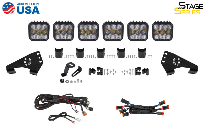 Diode Dynamics 20-Present Polaris RZR SS5 Pro CrossLink Roof - Yellow Combo Lightbar Kit