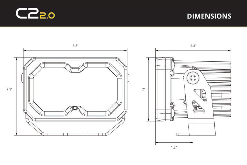 Diode Dynamics Stage Series 1 3/4 In Roll Bar Chase Light Kit SSC2 Pro - Yellow (Pair)