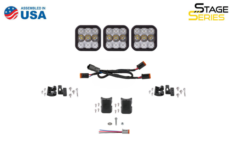 Diode Dynamics SS5 Sport Universal CrossLink 3-Pod Lightbar - Yellow Combo