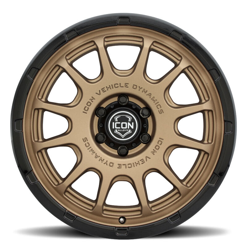 ICON Alloys Rancho 20x9 / 5x150 / 16mm / 5.625in BS Satin Bronze w/ Gloss Black Lip Wheel