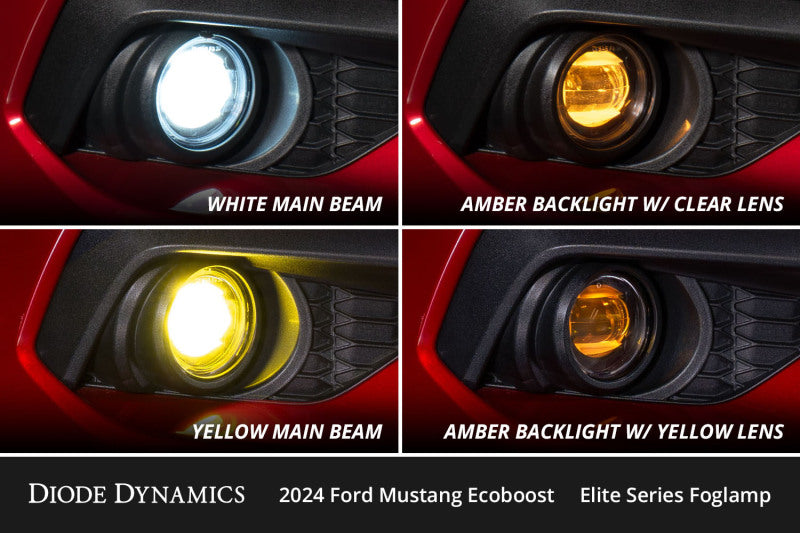 Diode Dynamics 2024 Ford Mustang EcoBoost Elite Series Add-On Fog Lamp Kit Yellow