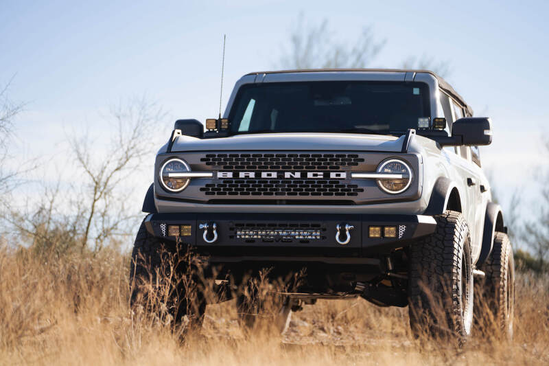 DV8 Offroad 2021+ Ford Bronco Bumper- Accommodates 20in Dual Row Light Bar & (4) 3in Pod Light Mount