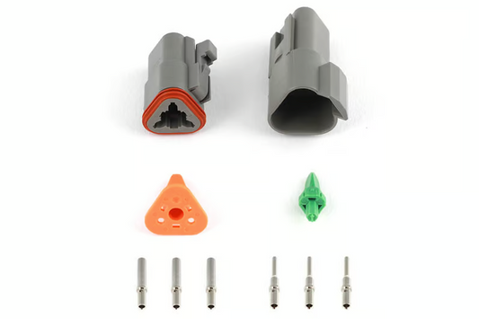 Plug and Pins Only - Matching Set of Deutsch DT-3 Connectors (DT06-3S + DT04-3P) - (13 Amp)