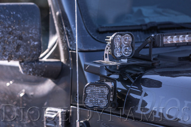 Diode Dynamics 18-21 Jeep JL Wrangler/Gladiator SS3 Cowl LED Bracket Kit - Yellow Pro