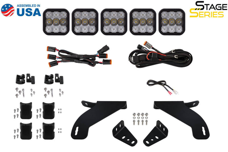 Diode Dynamics 21-22 Ford F-150 SS5 Grille CrossLink Lightbar Kit - Sport - White Combo