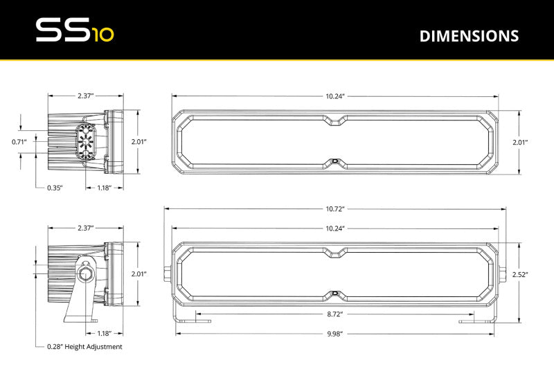 Diode Dynamics SS10 Sport Yellow Driving Standard ABL (one)