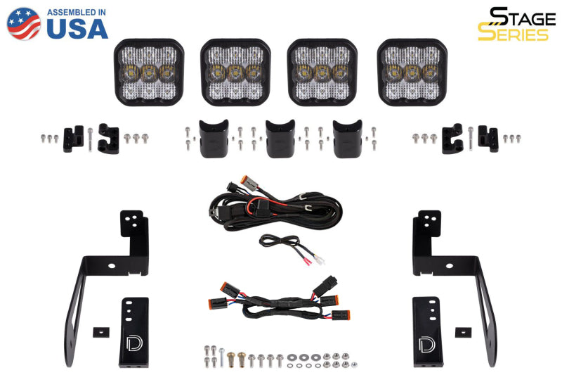 Diode Dynamics Jeep JK SS5 4-Pod CrossLink Grille Lightbar Kit Sport - Yellow Combo