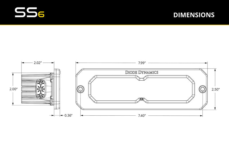 Diode Dynamics SS6 Max Yellow Combo Flush ABL (pair) 3000K