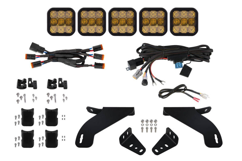 Diode Dynamics 21-22 Ford F-150 SS5 Grille CrossLink Lightbar Kit- Yellow Pro Combo