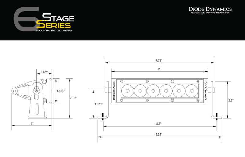 Diode Dynamics 6 In LED Light Bar Single Row Straight SS6 - White Wide Light Bar (Pair)
