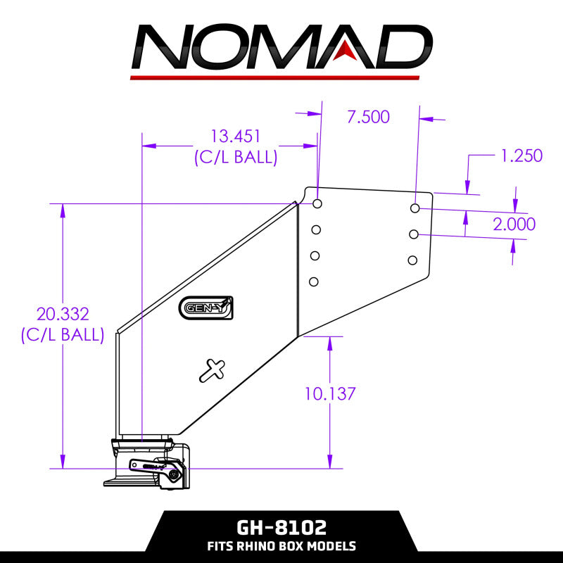 Gen-Y Nomad Static 5th Wheel to Gooseneck - 6.5K TW 30K Tow - Texture Black (Rhino Frames)