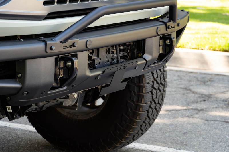 DV8 Offroad 21-22 Ford Bronco Factory Front Bumper License Relocation Bracket - Front